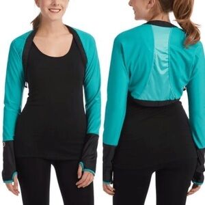 Moxie Cycling Long Sleeve Bolero Jacket in Aqua & Black Size Large NWT!
